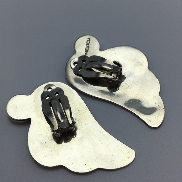 ALPACA MEXICAN SILVER CLIP-ON EARRINGS ABALONE K72 - Picture 4 of 8